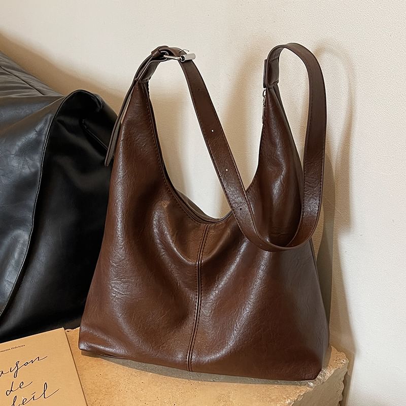 Faux Plain Bag Leather Tote