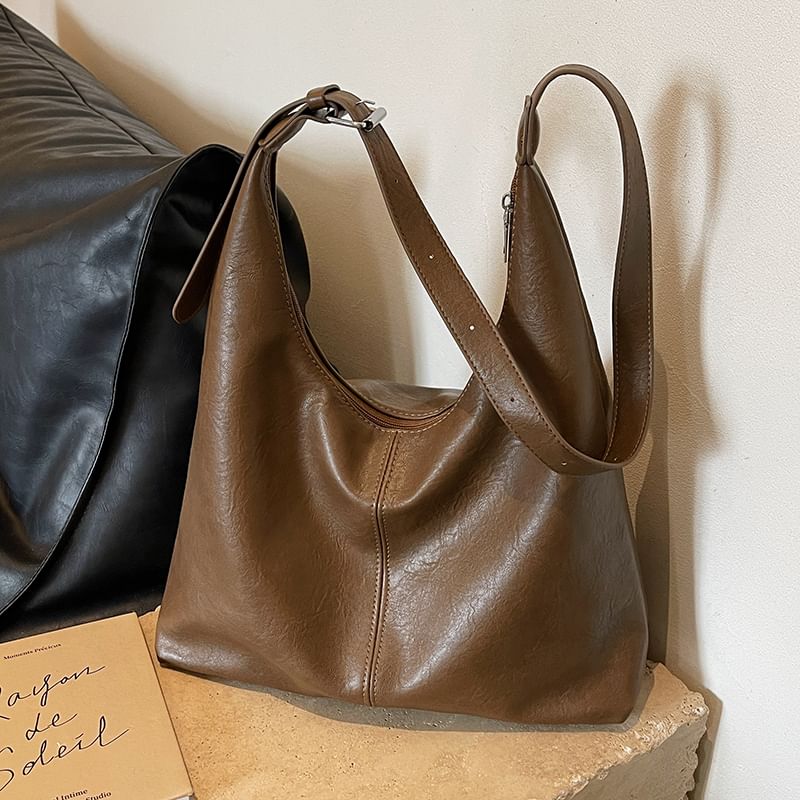 Faux Plain Bag Leather Tote