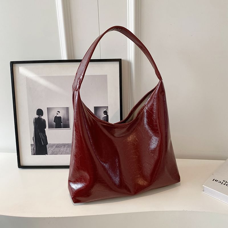 Faux Tote Leather Bag Plain