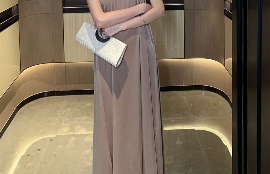 Dress Velvet Halter A-Line Maxi Neck