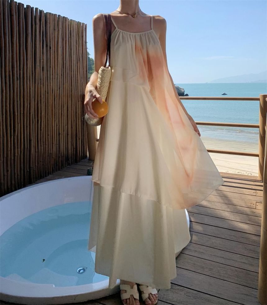 Maxi Dress Print Strap A-Line Spaghetti