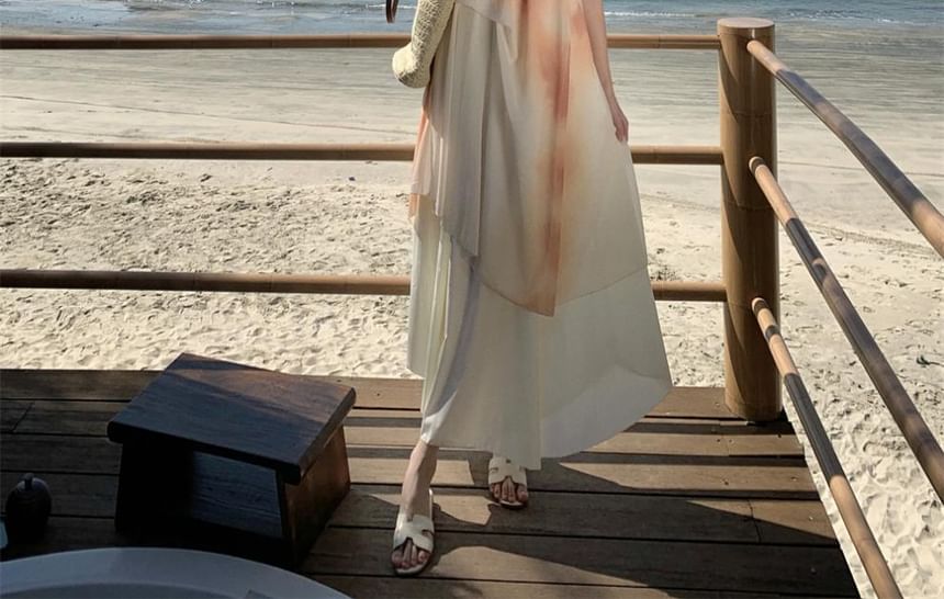 Maxi Dress Print Strap A-Line Spaghetti