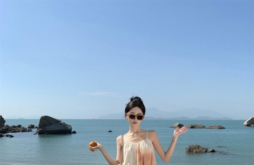 Maxi Dress Print Strap A-Line Spaghetti