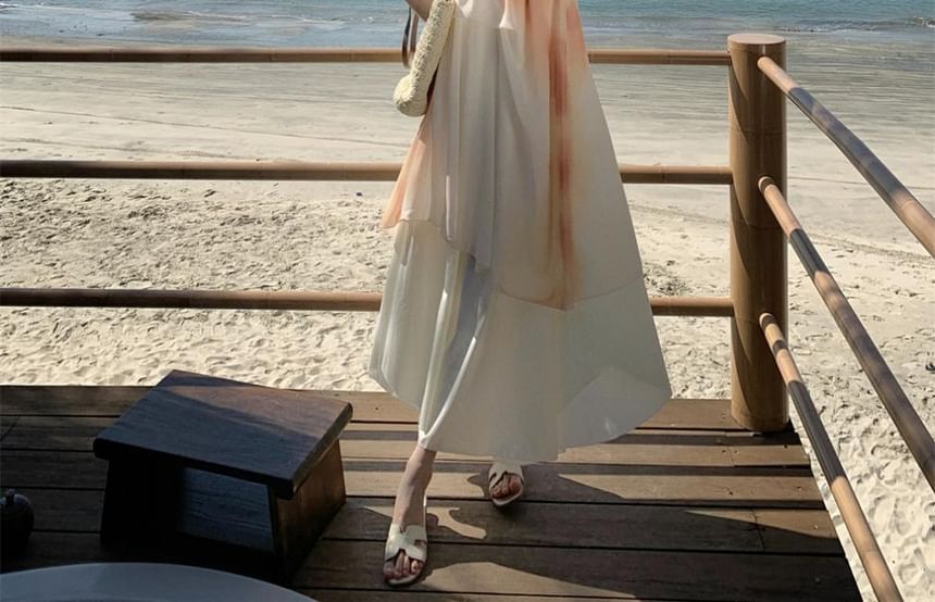 Maxi Dress Print Strap A-Line Spaghetti