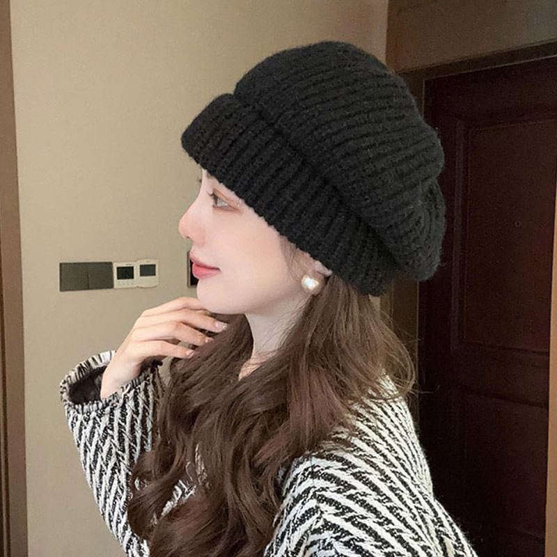 Beanie Slouchy Plain Knit