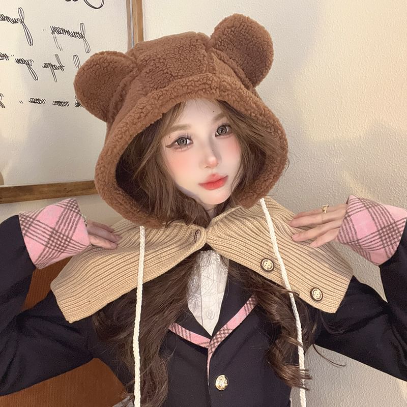 Bear Ear Faux Balaclava Shearling