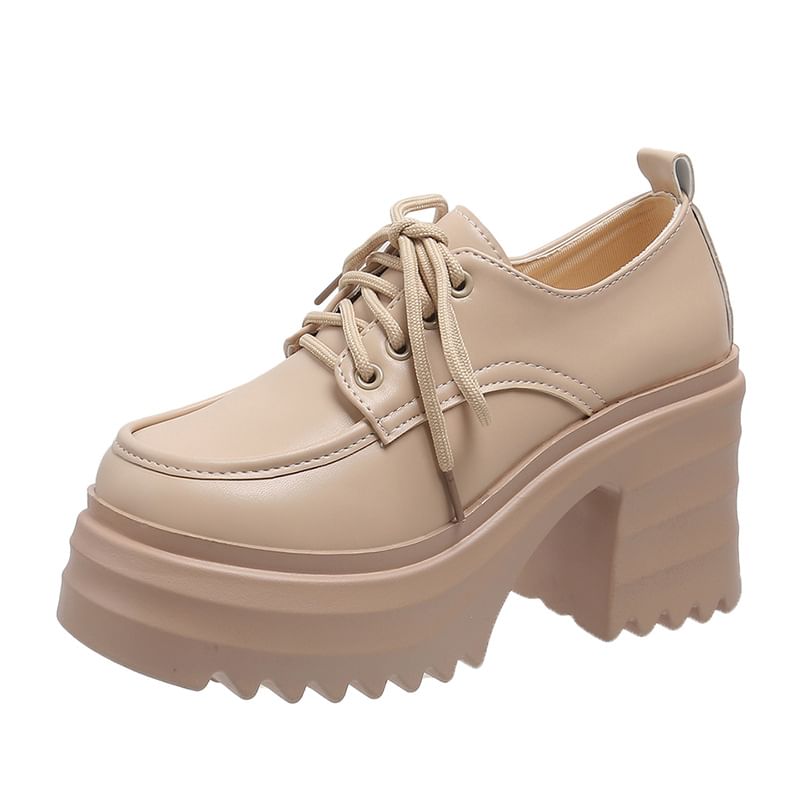 Lace-Up Chunky Platform Shoes Heel Derby