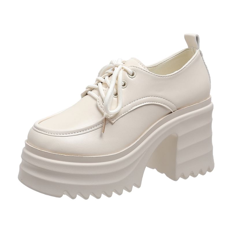Lace-Up Chunky Platform Shoes Heel Derby