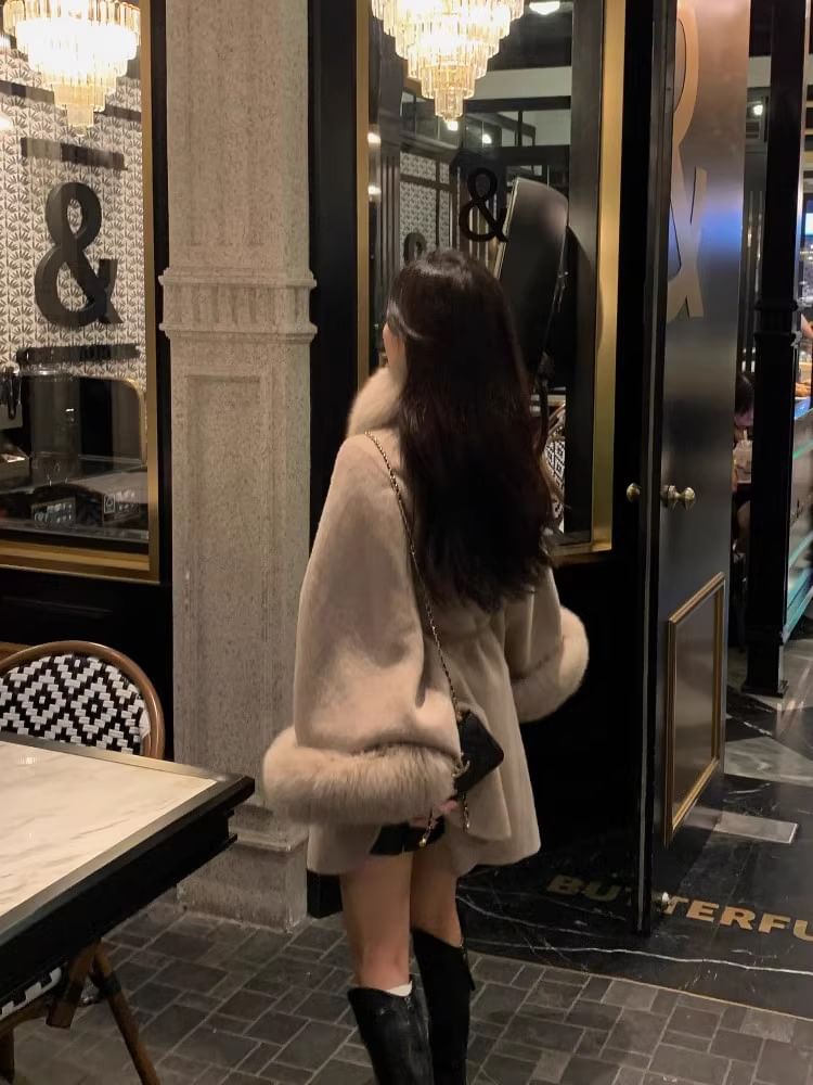 Faux Fur Collar Woolen Coat