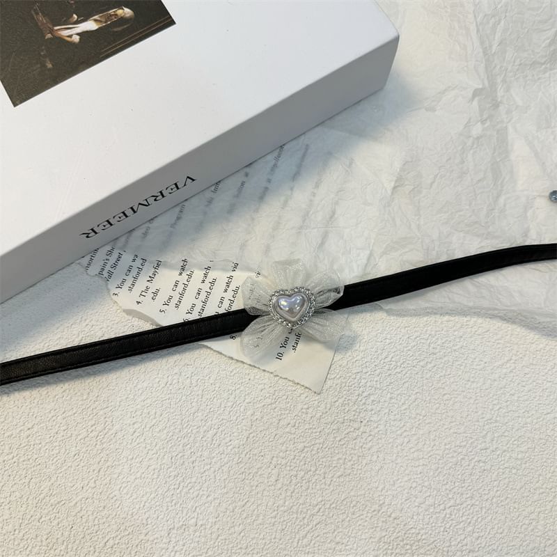 Floral Choker Heart Leather Faux