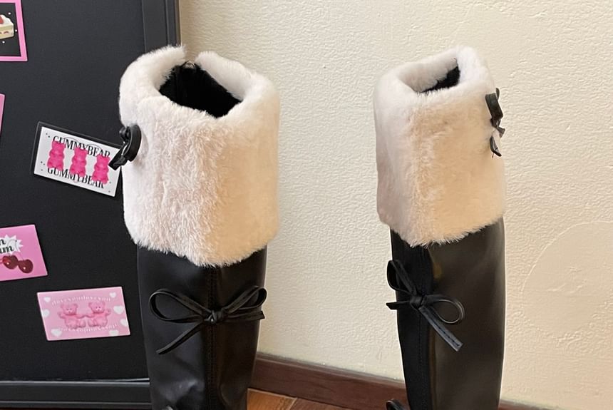 Platform Fleece Lined Bow Accent Tall Boots