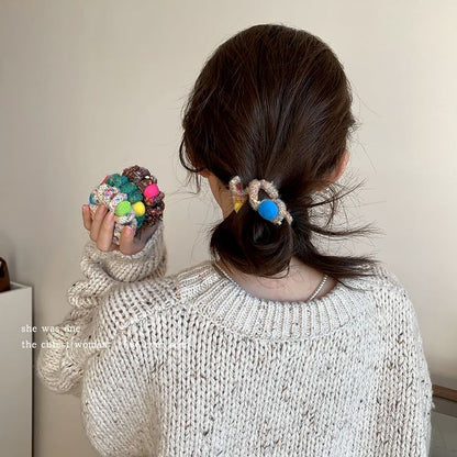 Pom Pom Yarn Coil Hair Tie