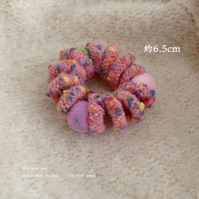 Pom Pom Yarn Coil Hair Tie