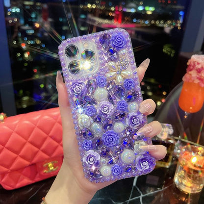 Floral Rhinestone Phone Case - iPhone X / XS / XR / XS Max / 11 / 11 Pro / 11 Pro Max / 12 / 12 Pro / 12 mini / 12 Pro Max / 13 / 13 Pro / 13 mini / 13 Pro Max / 14 / 14 Plus / 14 Pro / 14 Pro Max / 15 / 15 Plus / 15 Pro / 15 Pro Max