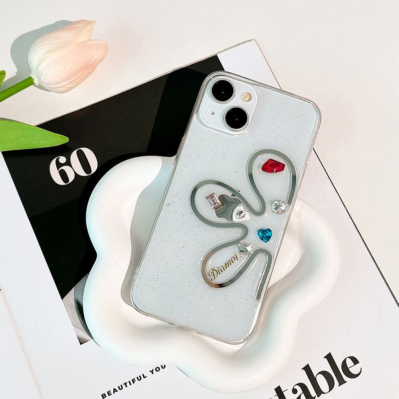 Floral Rhinestone Case Phone