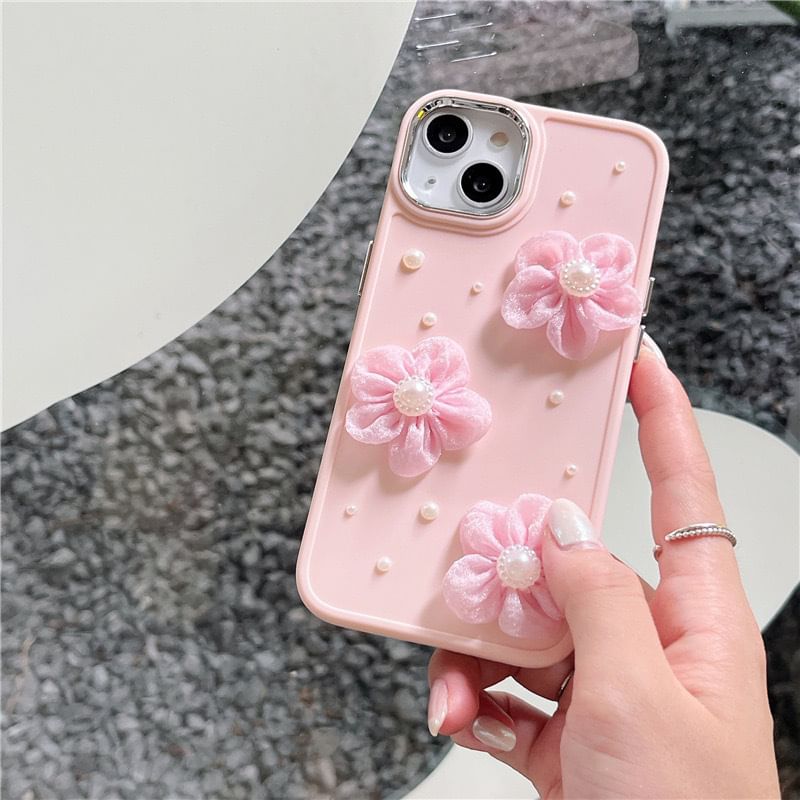 Pearl Faux Phone Lace Case Floral