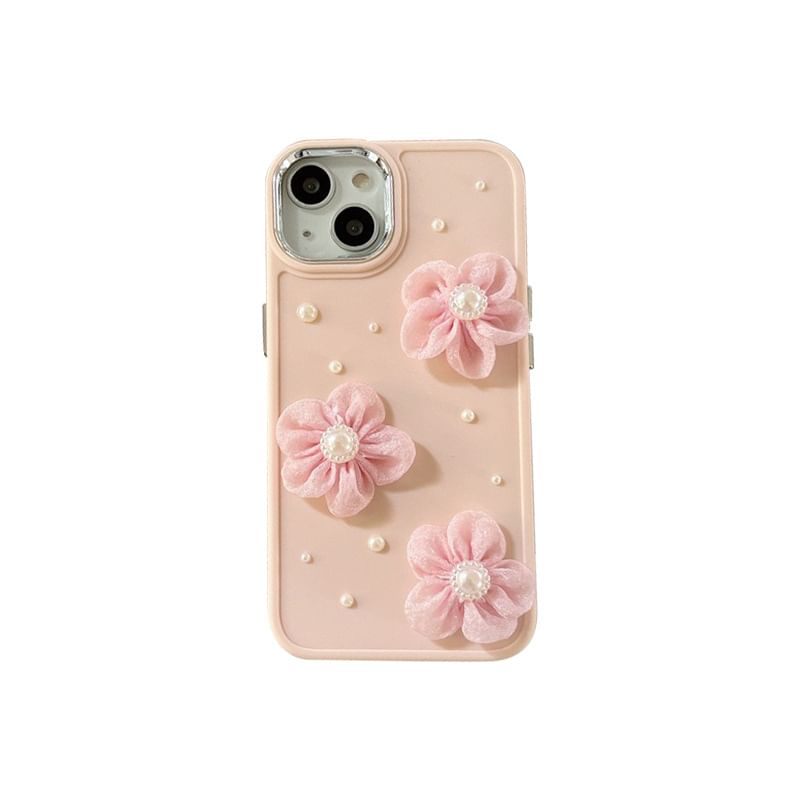 Pearl Faux Phone Lace Case Floral