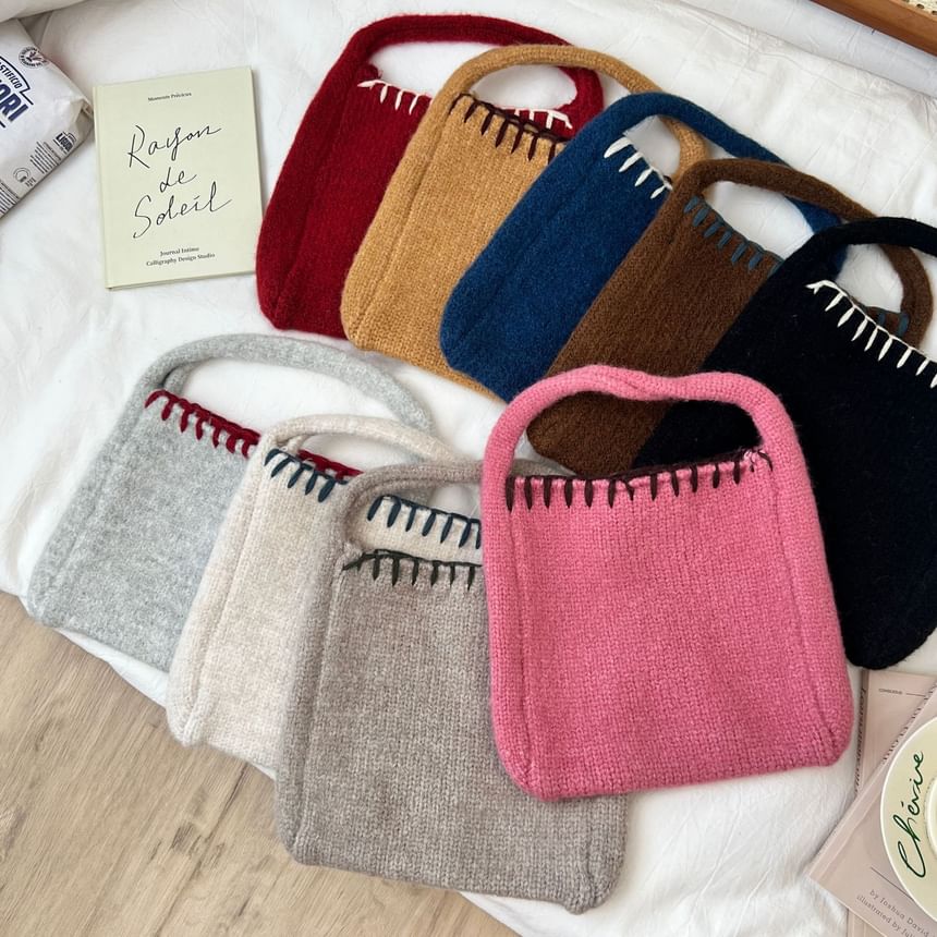 Contrast Bag Knit Tote Stitch