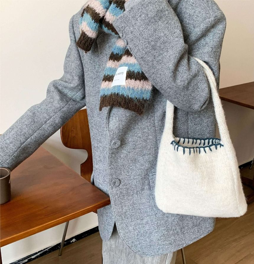 Contrast Bag Knit Tote Stitch