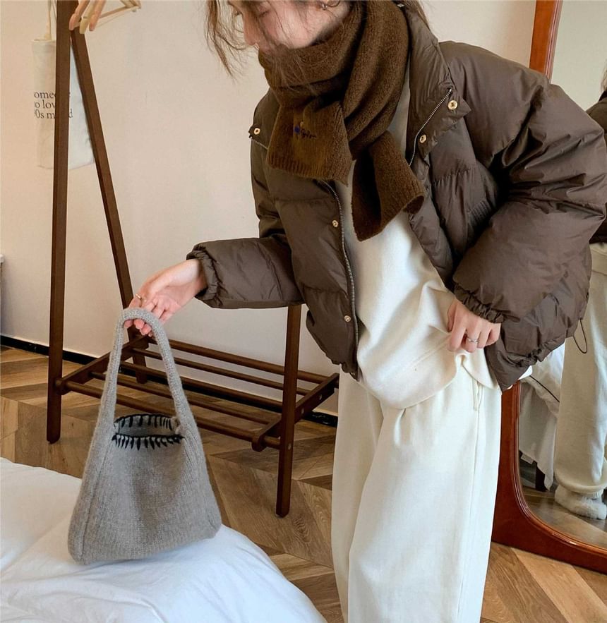 Contrast Bag Knit Tote Stitch