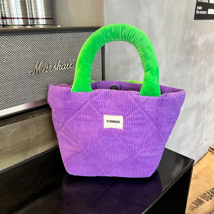 Two Bag Small Tote Tone Quilted Corduroy