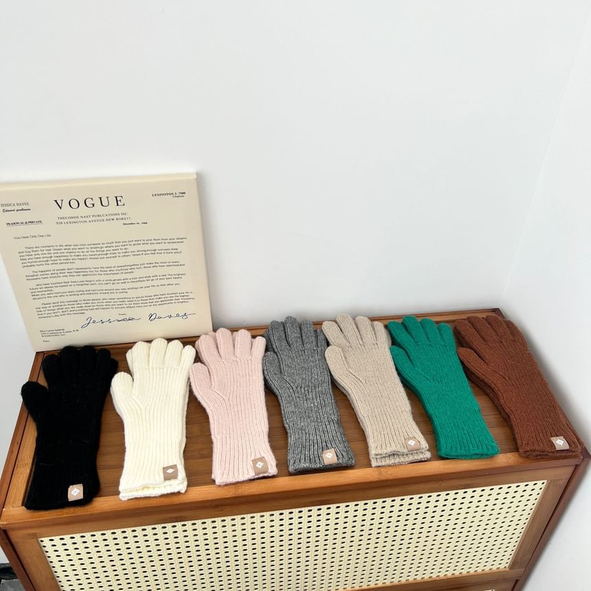 Knit Gloves Plain Ribbed