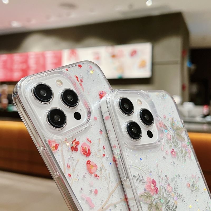 Floral Butterfly Transparent Phone Case For iPhone 12/12 Pro, 12 Pro Max, 13, 13 Pro, 13 Pro Max, 14, 14 Plus, 14 Pro, 14 Pro Max, 15, 15 Pro, 15 Pro Max