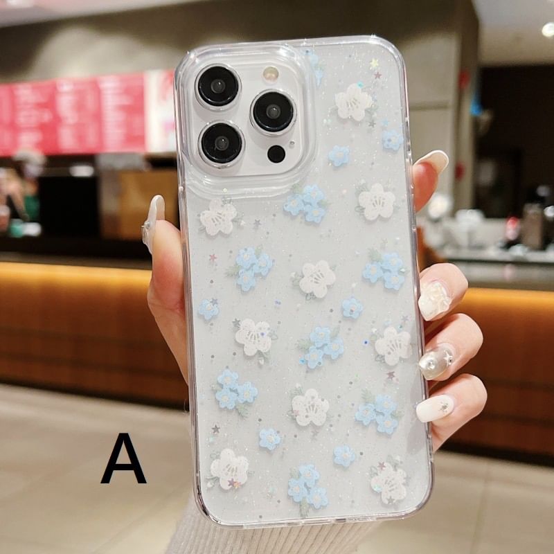 Floral Butterfly Transparent Phone Case For iPhone 12/12 Pro, 12 Pro Max, 13, 13 Pro, 13 Pro Max, 14, 14 Plus, 14 Pro, 14 Pro Max, 15, 15 Pro, 15 Pro Max