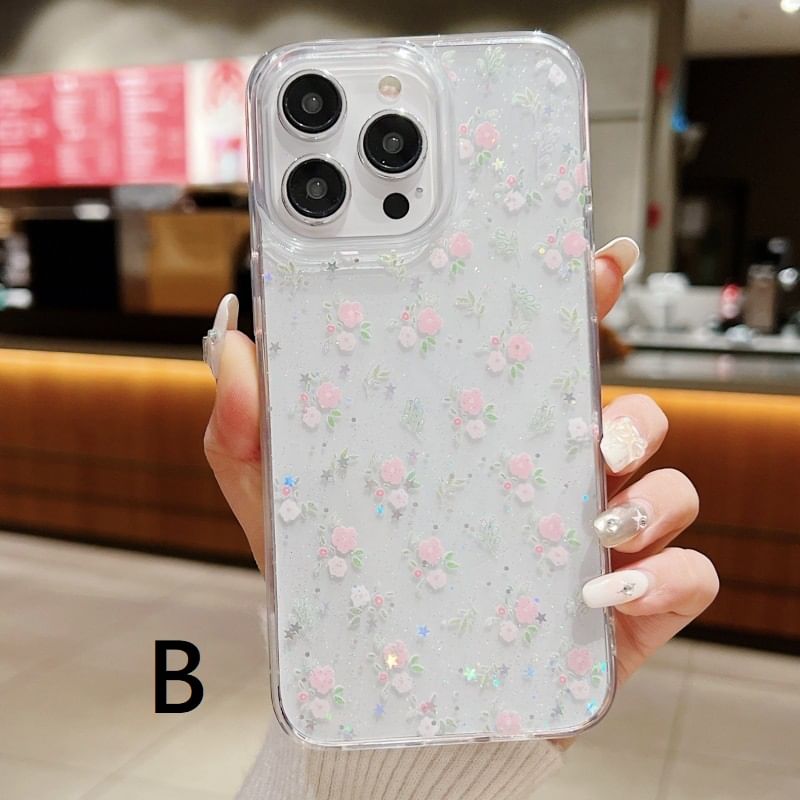 Floral Butterfly Transparent Phone Case For iPhone 12/12 Pro, 12 Pro Max, 13, 13 Pro, 13 Pro Max, 14, 14 Plus, 14 Pro, 14 Pro Max, 15, 15 Pro, 15 Pro Max
