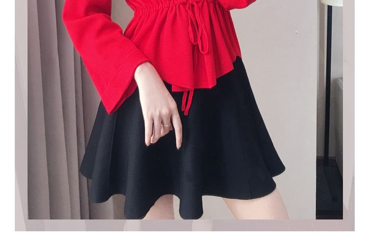 Crew Neck Plain Peplum Sweater