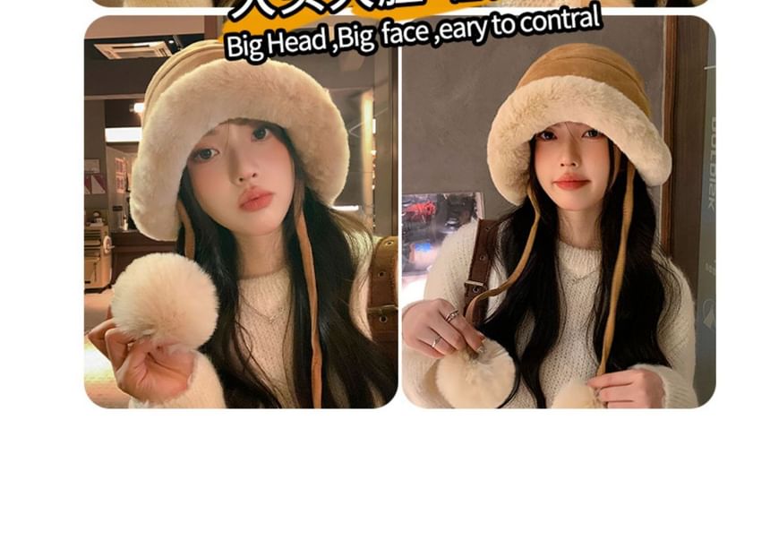 Pom Shearling Faux Hat