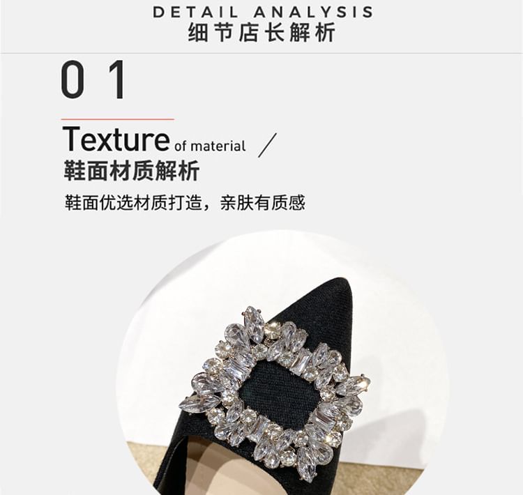 Sandals Slingback Chunky Rhinestone Pointed Heel