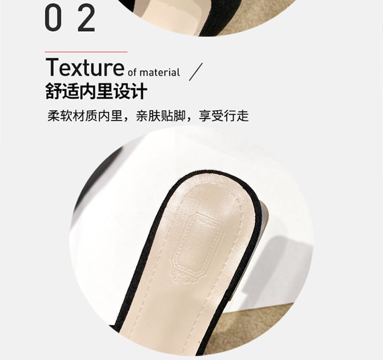 Sandals Slingback Chunky Rhinestone Pointed Heel