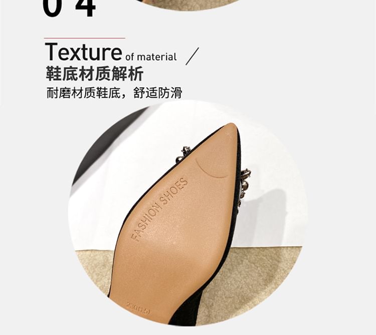 Sandals Slingback Chunky Rhinestone Pointed Heel