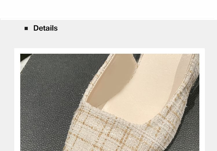 Sandals Heel Pointed Kitten Slingback Plaid