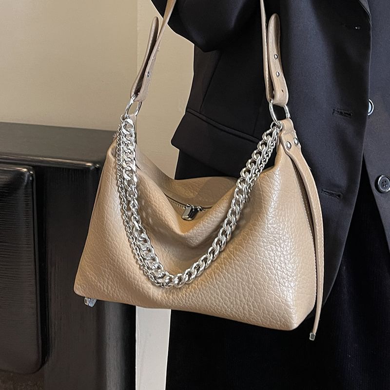 Chain Strap Faux Leather Shoulder Bag