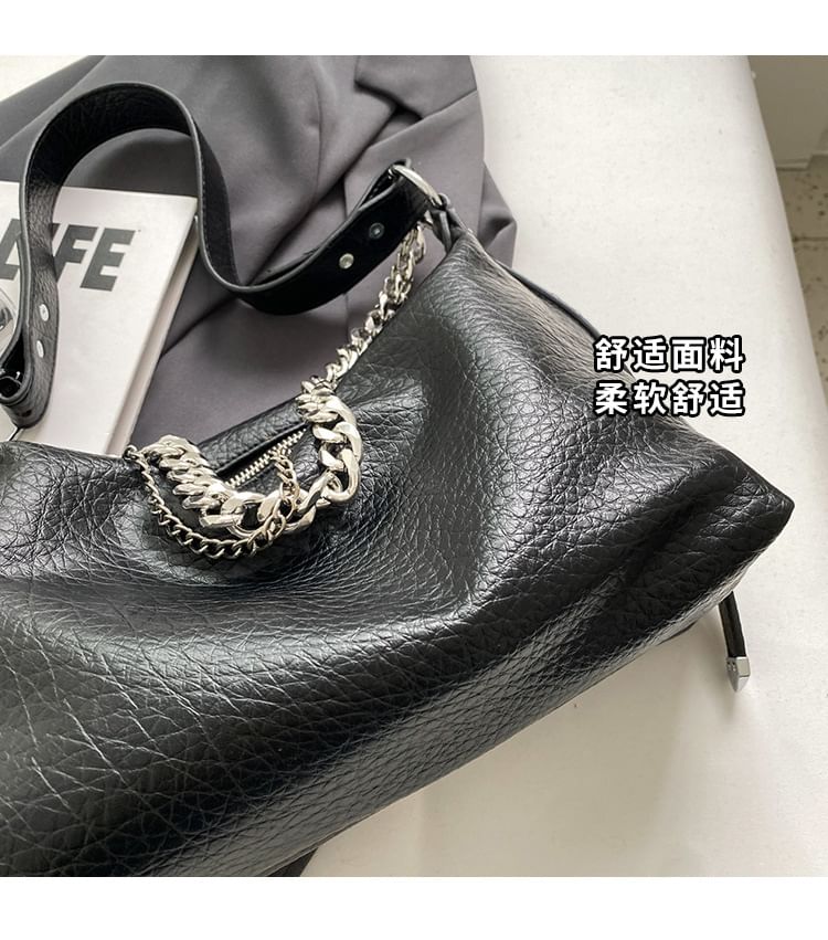 Chain Strap Faux Leather Shoulder Bag