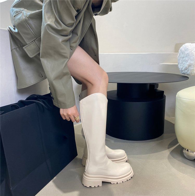 Boots Plain Platform Tall