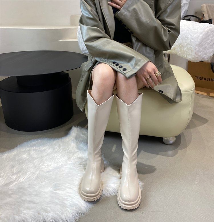 Boots Plain Platform Tall