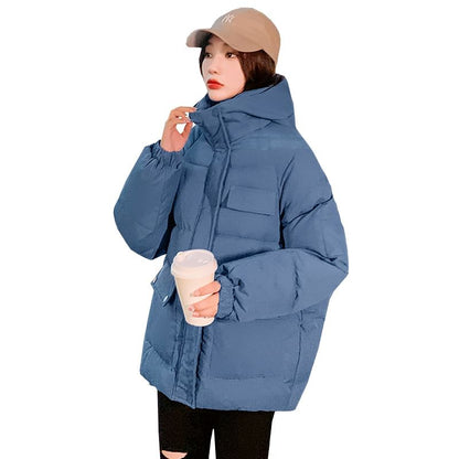 Plain Hooded Zip Puffer Jacket