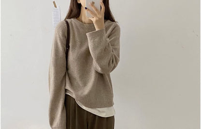 Crew Neck Plain Sweater