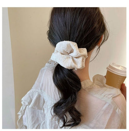 Faux Pearl Fabric Scrunchie