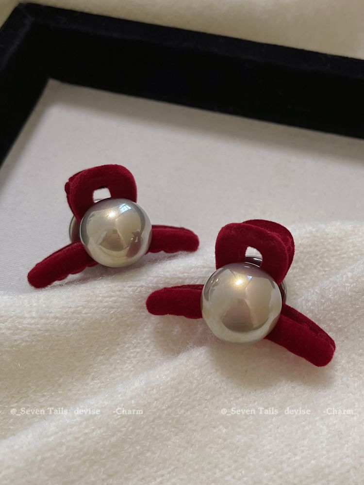 Faux Pearl Flocking Hair Clamp / Set