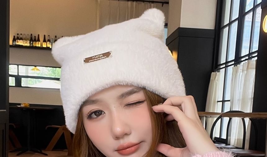 Chenille Ear Plate Cat Metal Hat