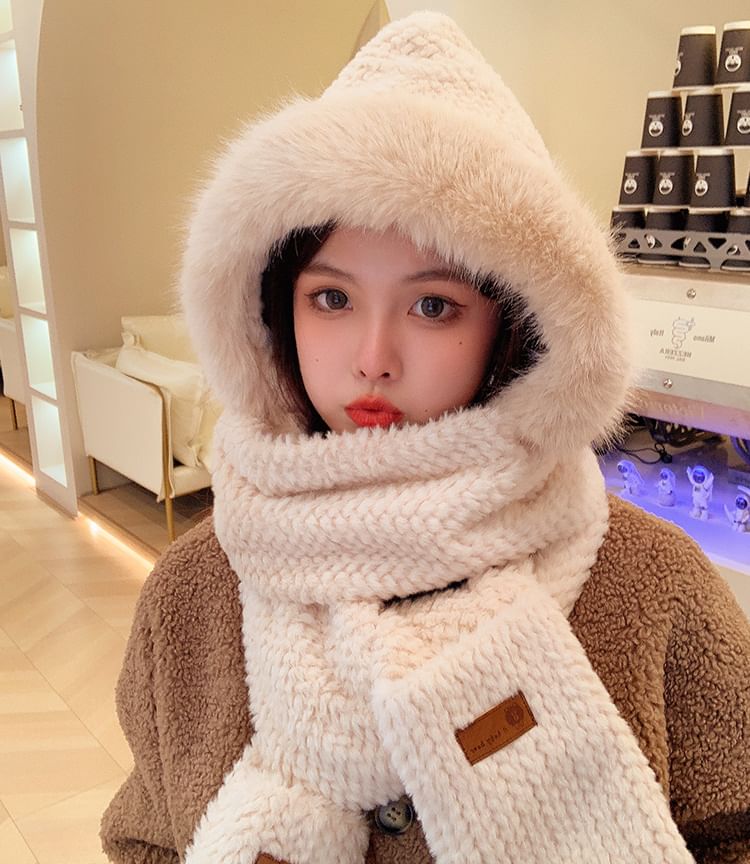 Hooded Mittens Chenille Scarf with