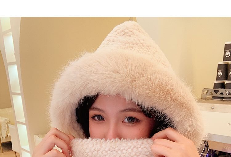 Hooded Mittens Chenille Scarf with