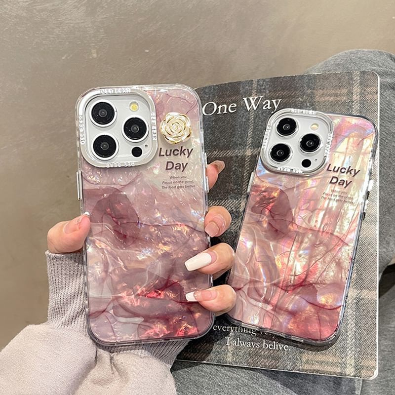 Print Floral Marble Case Phone