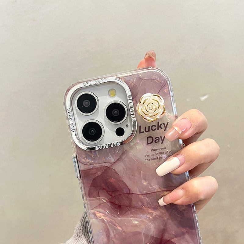 Print Floral Marble Case Phone