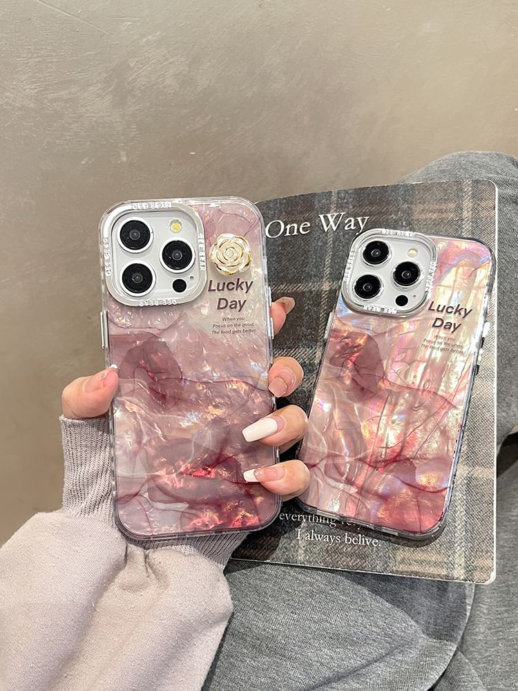 Print Floral Marble Case Phone