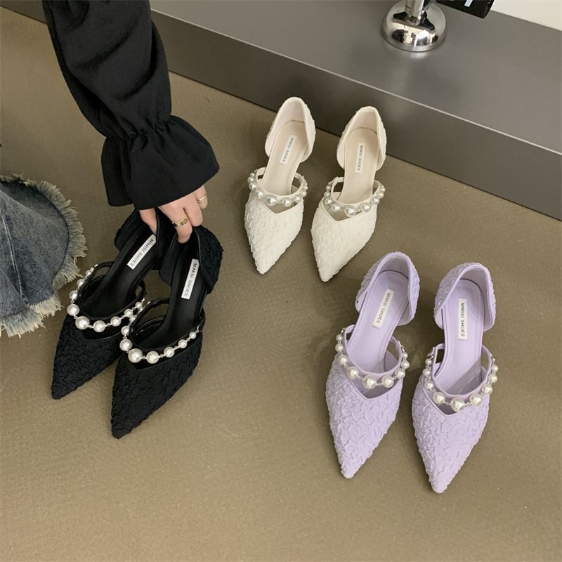 High Pumps Faux Heel Pearl